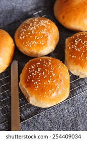 Hamburger Buns Overhead View