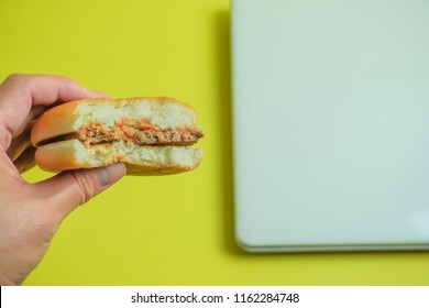 Hamburger and computer                               