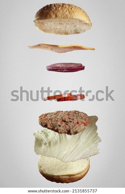 Hamburger divided into seven\
parts