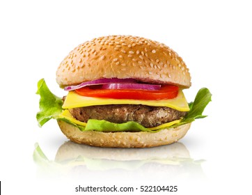 Hamburger On White Background Clipping Path Stock Photo 522104425 ...