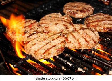 Hamburger Patties On A Grill