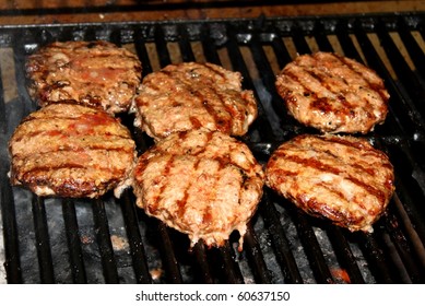 Hamburger Patties On A Grill