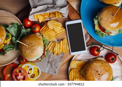 Hamburgers With Moblie Phone