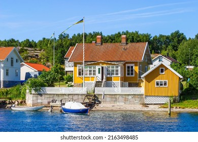 Hamburgsund, Sweden, July, 2017, Idyllic old cottage by the beach in the Swedish archipelago
