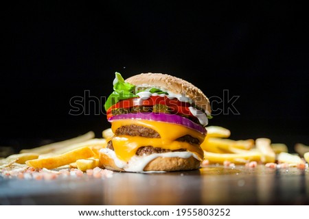 Hamburguer Burguer Foodstyling Fries Food Stock photo © 