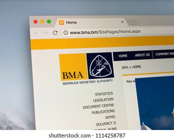 Hamilton, Bermuda  - June 14, 2018: Website Of The Bermuda Monetary Authority, The Regulator Of The Financial Services Sector In Bermuda.