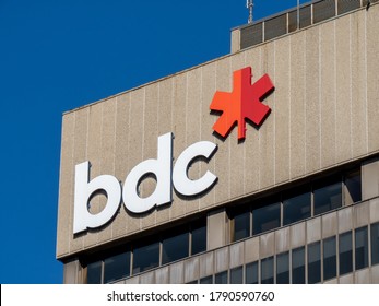 Hamilton, Canada, August 5, 2020; The Logo On The Business Development Bank Of Canada (BDC) On Its Office Tower In Hamilton