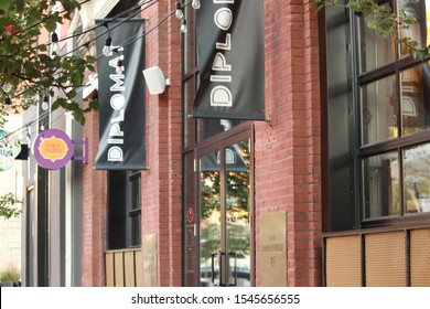 Hamilton, Ontario, Canada - October, 2019: The Bustling Culinary Scene In Downtown Hamilton. Restaurant's Offering Five Star Dining Experiences.