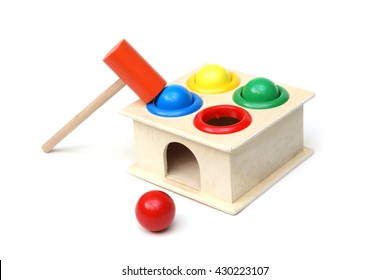 hammer and balls toy isolated on a white background