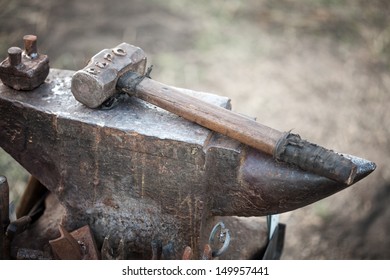 Hammer On Blacksmith Anvil  