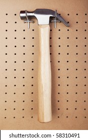 Hammer On Pegboard Closeup