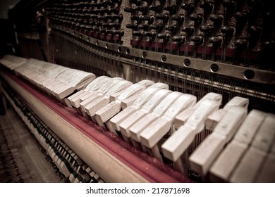 Hammers Of A Steinway Grand Piano Forming A Chord  