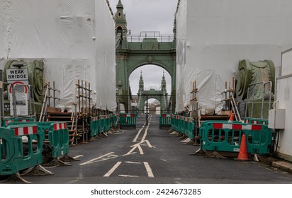 Hammersmith Bridge closed for while undergoing a complete refurbishment and repairing. One of the world's oldest suspension bridges and a major river crossing and primary route in west London.