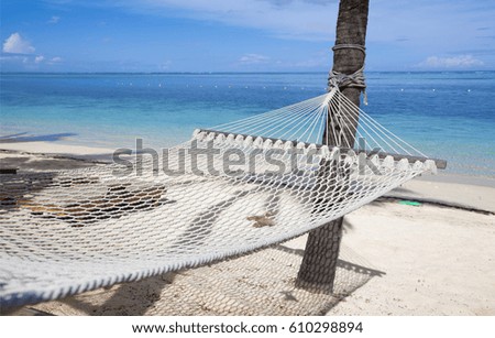 Hammock on tropical paradise beach of Mauritius
