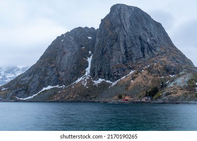 Hamnoy Reine Lofoten Moskenes Nordland Norway view of the fjord by evening.