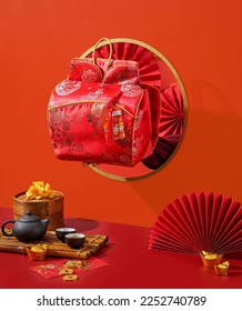 Hampers or commonly called parcels filled with food provided for Chinese New Year. - Shutterstock ID 2252740789