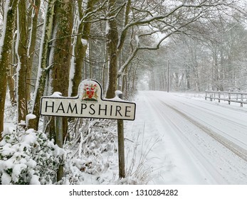 Hampshire Countryside Covered In Snow.