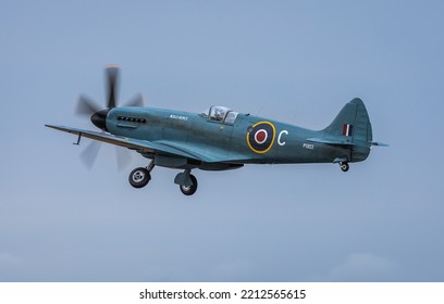 HAMPSHIRE, UK - JULY, 2022: The Rolls Royce Mk. XIX Spitfire Displays Why It Was Such An Icon During World War 2. This Version Uses The Rolly Royce Griffon Engine. July 22, 2022, Hampshire, England