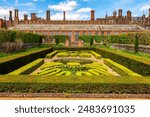 Hampton Court palace and gardens in spring, London, UK