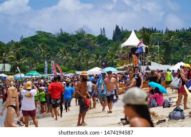 Hanalei, Hawaii/USA - August 3 2019 Hawaiian Canoe Racing Association State Championships