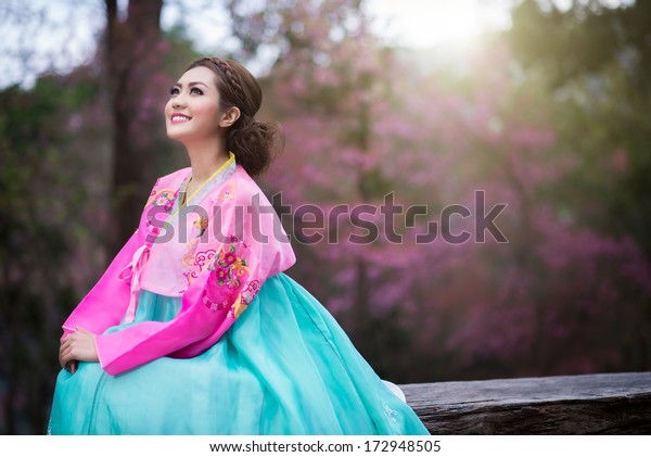 Hanbok Traditional Korean Dress Beautiful Asian Stock Photo Edit Now 172948505