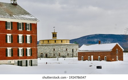 Hancock Shaker Village In The Snow Of Winter 