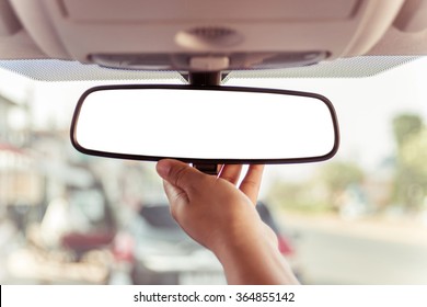 Hand Adjusting Rear View Mirror.