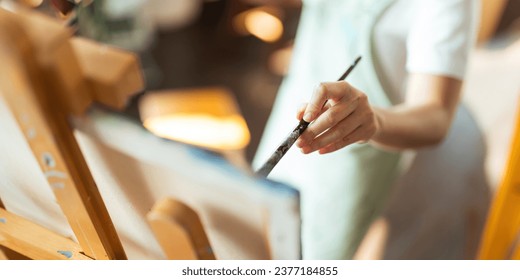 hand of artist with brush painting picture art, creativity, artistic and artwork, painting concept - Powered by Shutterstock