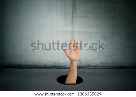 Similar – Image, Stock Photo Child hand reaches through a hole in a concrete wall