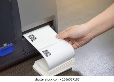 Hand and barcode label printer. Printing Barcode