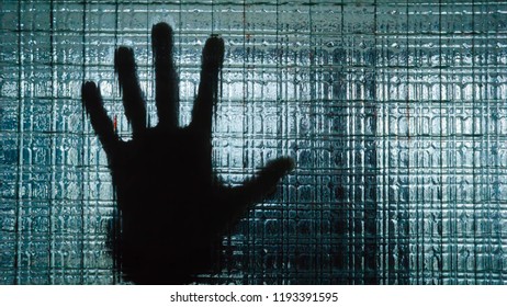 Hand Behind Opaque Glass Which Tries Stock Photo 1193391595 | Shutterstock