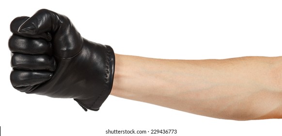 leather gloved hand