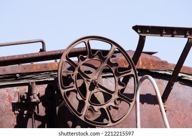 Hand Break On A Rusty Train Car