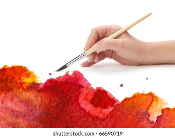 Hand With Brush And Paint