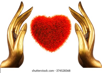 Hand Buddha gold and the heart