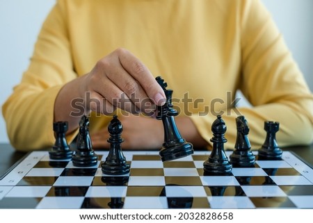 Similar – Image, Stock Photo Boy of primary school age plays chess