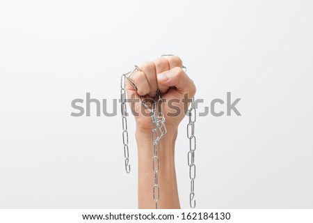 Hand chain is wrapped around