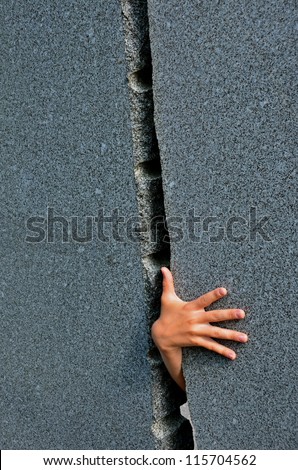 Similar – Image, Stock Photo Child hand reaches through a hole in a concrete wall