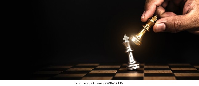 Hand choose king chess fight concept of challenge or team player or business team and leadership strategy or strategic planning and human resources organization risk management.