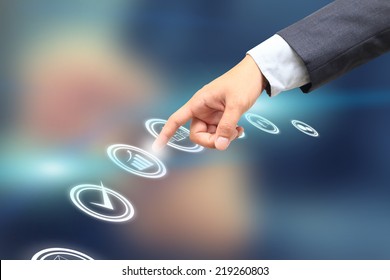 Hand Choosing One Of The Options, Business Graph