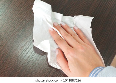 Hand Cleaning With Paper Towel