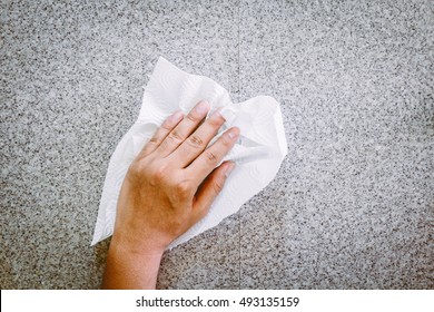 Hand Cleaning With Paper Towel