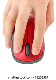 Hand With Computer Mouse  On White Background