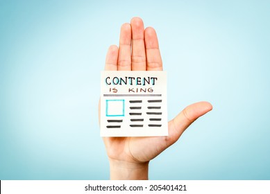 Hand With Content Is King Message