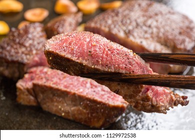 Hand Cooking Wagyu Beef, Famous Meat Of Japanese