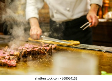 Hand Cooking Wagyu Beef, Famous Meat Of Japanese