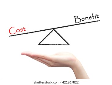 hand with cost benefit diagram concept