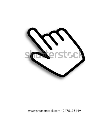 Hand cursor click on white background