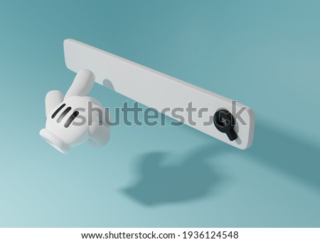 Hand cursor press on blank search bar on turquoise background. 3d rendering