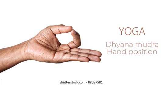 Hand in Dhyana mudra by Indian man isolated at white background. Free space for your text - Powered by Shutterstock